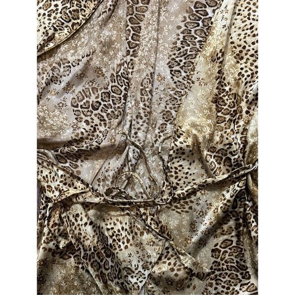 California Dynasty vintage lace animal print short  satin robe M - Picture 6 of 6